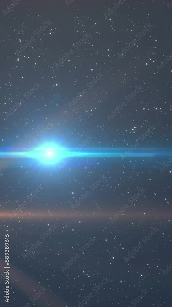 Wall mural Animation of glowing blue and orange light moving over spots of light and stars in background