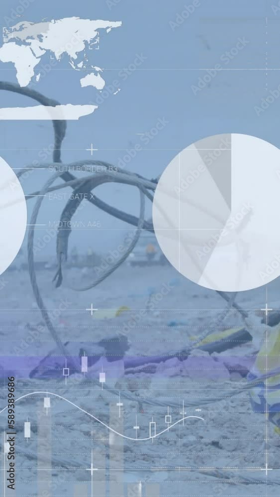 Poster animation of data processing over waste collection site