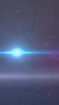 Animation of glowing blue light moving over spots of light and stars in background