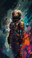 Woman astronaut in space. STEM. Generative AI