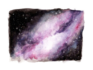 Fototapeta premium Abstract watercolor galaxy sky background, Cosmic texture with stars. Night sky.
