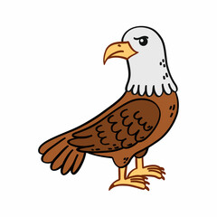 eagle on  white background. bird of prey. Vector illustration for children in cartoon style.