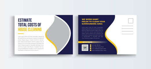 Cleaning Service Postcard Template | EDDM Postcard template Set, Cleaning company Business Postcard Design Layout.