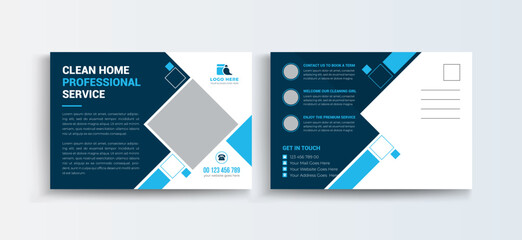 Cleaning Service Postcard Template | EDDM Postcard template Set, Cleaning company Business Postcard Design Layout.