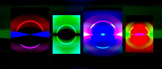 Cover design circle futuristic 80s hype retro vibrant abstract neon glow theme collection vector background