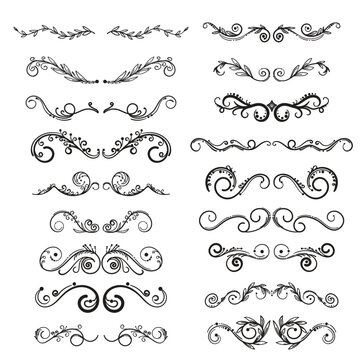 Set of ornament for lace border, floral ornaments decoration swirl isolated, Vintage design ornament
