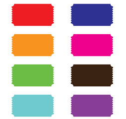 Colorful tickets set. Colorful ticket icons. Ticket vector icons.