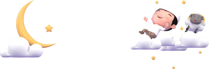 Eid al-Adha official holidays which are celebrated within Islam. 3d illustration of Eid al-Adha