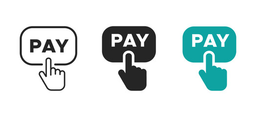 Pay button vector icons set