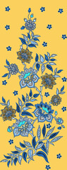 flowers with leaves bunches pattern on green background