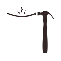 The hammer and nail bent broke. Silhouettes. 