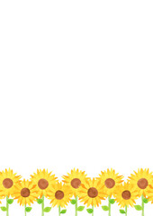 シンプルなひまわりの背景イラスト