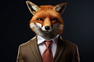 fox posing in business suit 