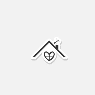 House with hearts sticker icon