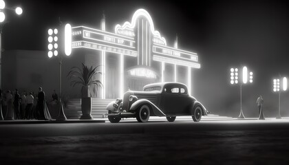 Classic Hollywood cinema and film noir (ai generate) - obrazy, fototapety, plakaty