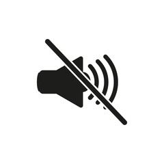 Black crossed out speaker icon. Megaphone speaker. Vector illustration.