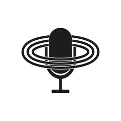 Trendy button with microphone icon. Design element, clipart. Vector illustration.