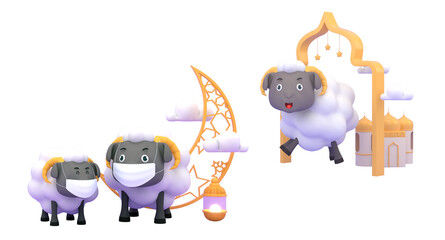 Eid al-Adha official holidays which are celebrated within Islam. 3d illustration of Eid al-Adha