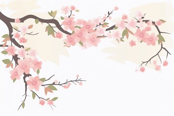 Fototapeta premium cherry blossom leaves and tree illustration