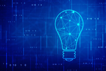 Bulb illustration on technology background, Future technology, innovation background, creative idea concept, Abstract technology background