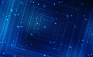 Binary Code Background, Digital Abstract technology background, flowing number one and zero text in binary code format in technology background. Internet Big data Concept