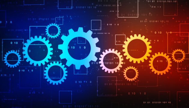 Process management, optimization operation, fix strategy industry, transmission gears wheel, software update status, Cog Gear Wheel on the technology abstract background