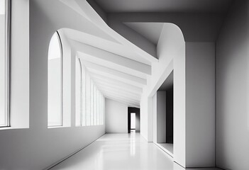 White Architecture Construction Modern Interior Background. Generative AI