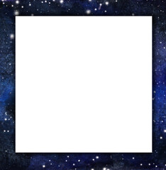 Galaxy sky square border. Night sky frame.