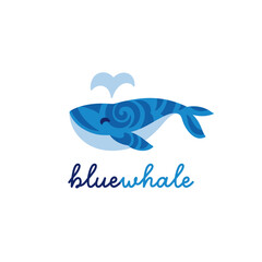 Cute blue tribal whale logo design