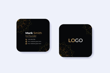 Clean Style Modern Corporate Rounded Square Business Card Vector Template