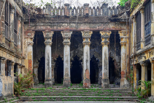 View of Thakur Dalan of Basu Bati, a heritage building situated at Bagbazar, North Kolkata, West Bengal, India