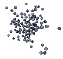Ripe blueberries isolated on white background.