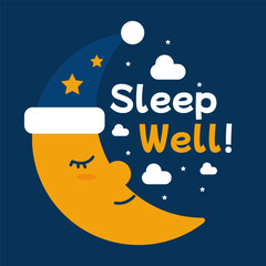 Sleeping Moon Vector Illustration for Children's Products