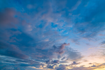 Sunrise with scattered rain clouds at the seaside