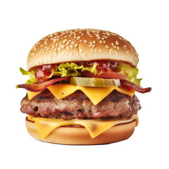 Beef Burger on a Transparent Background - Generative AI	
