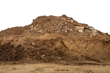 Isolate mounds of sand and concrete debris that have been excavated and poured together to prepare...