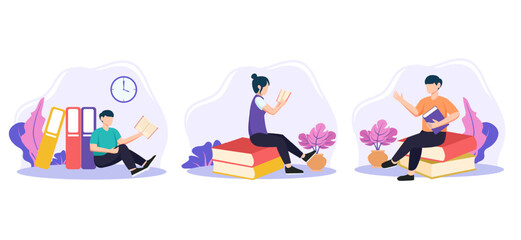 World Book Day Flat Bundle Design Illustration
