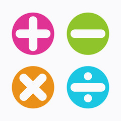 Fototapeta premium Math symbols colorful isolated on white background, math symbols cute flat vector icon.