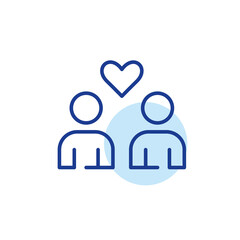 Two dating app users finding romantic attraction. Pixel perfect, editable stroke line icon