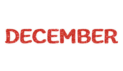 Red glitter DECEMBER Letters Icon. December sign. Design for decorating, background, wallpaper, illustration.
