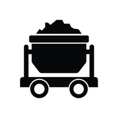 Coal trolley vector icon design. mine wagon icon. isolated on white background. vector illustration