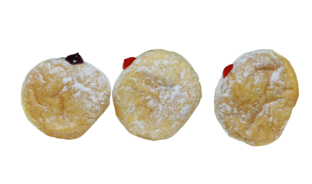 Strawberry and blueberry Donuts of round shape made with delicious bread and cream.