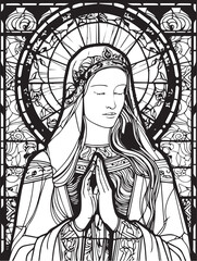 Fototapeta na wymiar Virgin Mary, Our Lady. Vector illustration silhouette svg, laser cutting cnc.