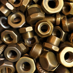 yellow metal nuts, texture, painted, a lot