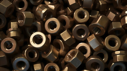 yellow metal nuts, texture, painted, a lot