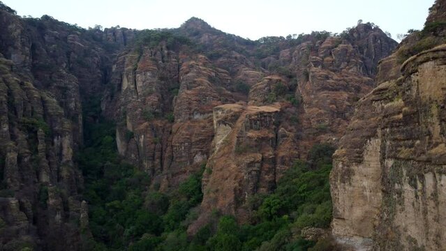 aerial view of rocky mountains in tepoztlan mexico