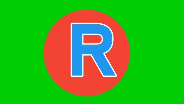 Blue Alphabet R Capital letter Animation Motion graphics on Green Screen for video elements