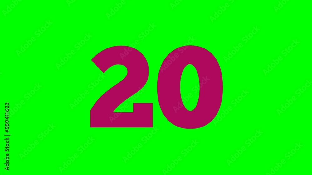 Poster number twenty 20 animation green screen.4k cartoon video number motion graphics for video elements