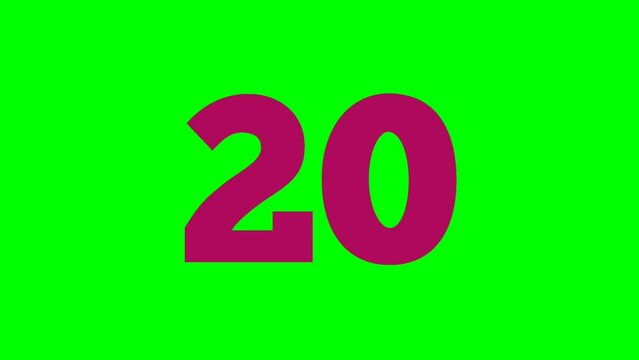 Number twenty 20 animation green screen.4k cartoon video number motion graphics for video elements