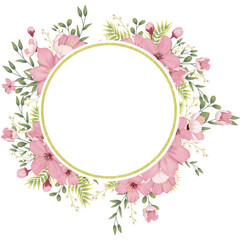 Fototapeta na wymiar Circular Pink Flower Frame